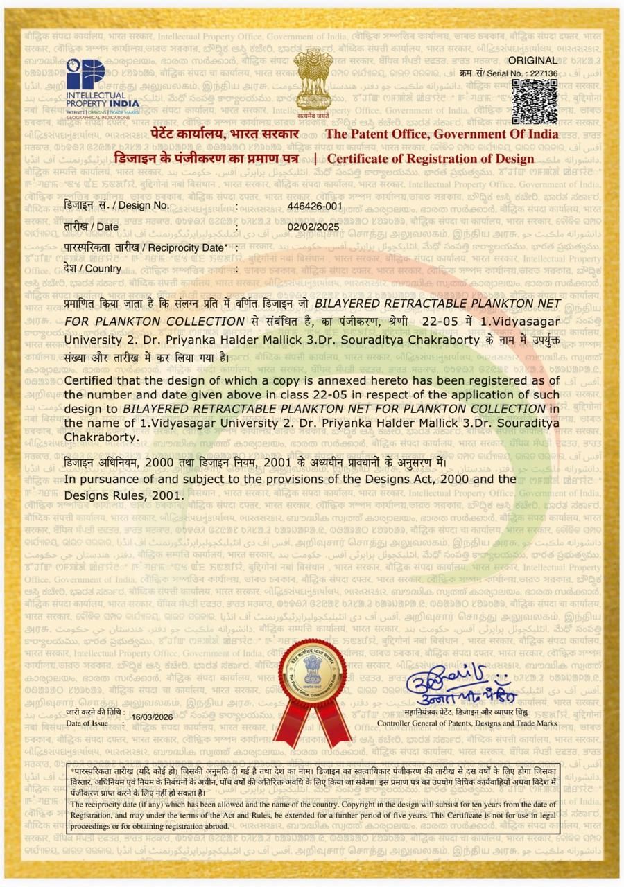 Patent for BILAYERED RETRACTABLE PLANKTON NET FOR PLANKTON COLLECTION